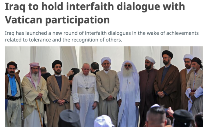 العراق يرعى جولة جديدة من حوار الأديان بالتعاون مع الفاتيكان  