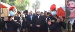 بالصور..  الشيخ قيس الخزعلي اثناء تشييع شهداء الحشد الذين ارتقوا أثناء الواجب ببغداد