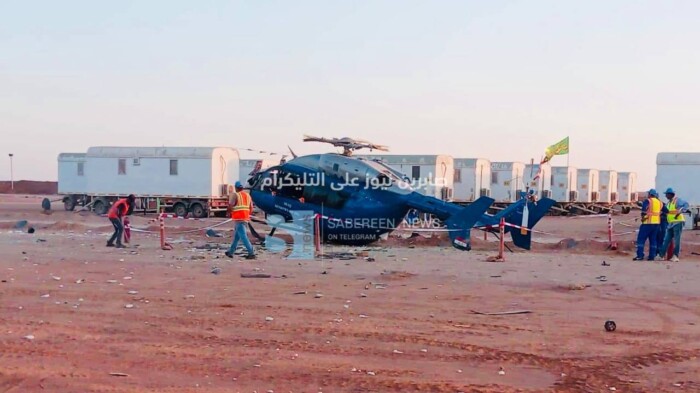 طائرة هليكوبتر تابعة لوزارة النفط تسقط في صحراء النخيب