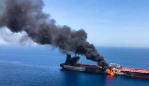 هجوم على سفينة نفطية قبالة بحر عمان بواسطة طائرة مسيرة