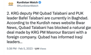 مصادركردية: طالباني أوقف صفقة غاز أبرمها مسرور بارزاني مع شركة أجنبية