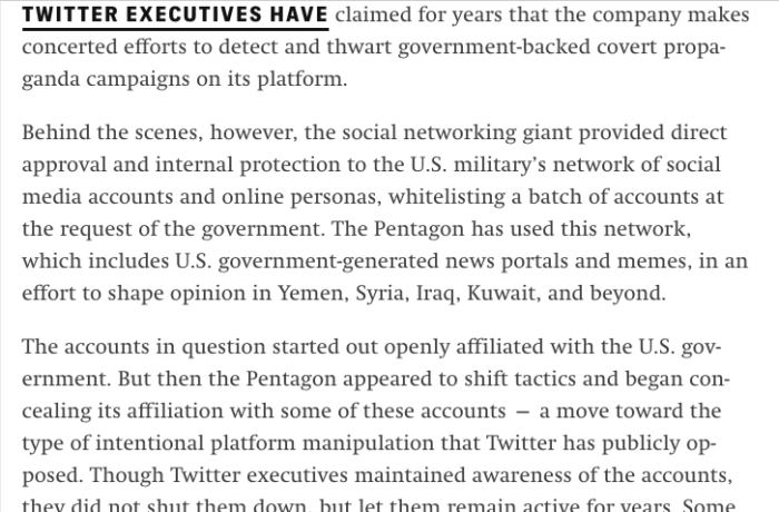 ذا انترسبت: البنتاغون يمتلك شبكة واسعة من الحسابات الوهمية للتضليل في تويتر
