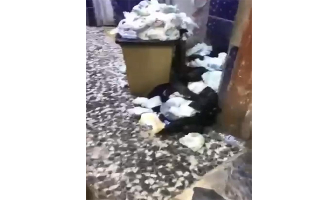 شاهد.. النفايات في احدى مستشفيات وزارة الصحة