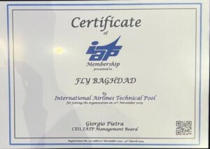 طيران فلاي بغداد تحقق انجازا جديدا وتنضم عضواً في الاتحاد الدولي للنقل الجوي IATP