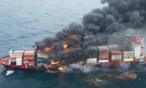 حريق في سفينة قبالة سواحل الهند بعد هجوم بطائرة مسيّرة