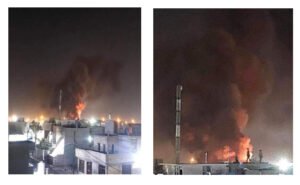 بالفيديو.. حريق في مشجب عتاد تابع للجيش العراقي ببغداد