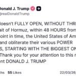 ترامب: إذا لم تفتح إيران مضيق هرمز خلال 48 ساعة سندمر محطات الطاقة لديها