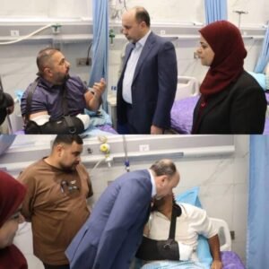أمين بغداد يتفقد المصابين إثر الاعتداء الدورة ويتكفّل شخصياً بتكاليف علاجهم