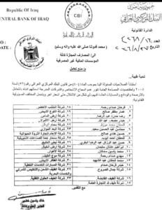 البنك المركزي العراقي يمنع شركات وأشخاص من التعامل المالي.. اليك الأسماء: